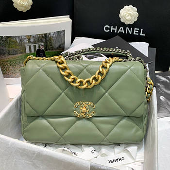 Chanel 19 Large Flap Bag Green Gold 30cm