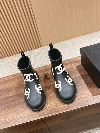 Chanel Black White Boots
