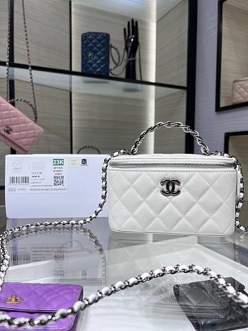 Chanel Top Handle Vanity Case White Bag 17x9.5x8cm