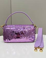 Fendi Sequin Baguette Bag In Light Purple 27cm - 4