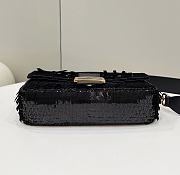 Fendi Sequin Baguette Bag In Black 27cm - 6