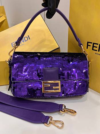 Fendi Sequin Baguette Bag In Purple 27cm