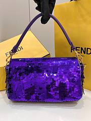 Fendi Sequin Baguette Bag In Purple 27cm - 2