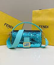 Fendi Sequin Baguette Bag In Blue 27cm - 1