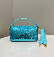 Fendi Sequin Baguette Bag In Blue 27cm - 3