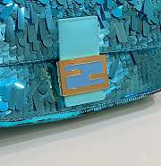 Fendi Sequin Baguette Bag In Blue 27cm - 2