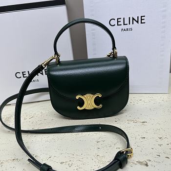 Celine Mini Besace Triomphe in Shiny Calfskin Green 15.5x11.5x5cm