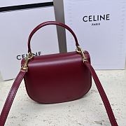 Celine Mini Besace Triomphe in Shiny Calfskin Red Wine 15.5x11.5x5cm - 4