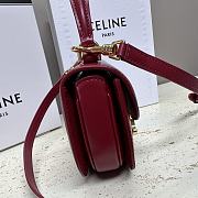 Celine Mini Besace Triomphe in Shiny Calfskin Red Wine 15.5x11.5x5cm - 3