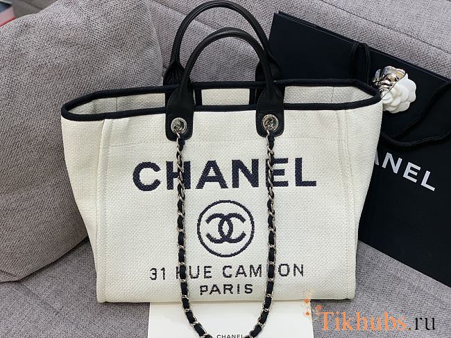 Chanel Shopping Tote Bag Black White 38cm - 1