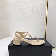 Chanel Beige Lambskin Chain CC Logo Thong Sandals 5cm - 5