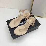 Chanel Beige Lambskin Chain CC Logo Thong Sandals 5cm - 4