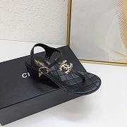Chanel Black Lambskin Chain CC Logo Thong Sandals 5cm - 2