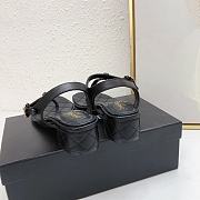Chanel Black Lambskin Chain CC Logo Thong Sandals 5cm - 3