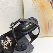 Chanel Black Lambskin Chain CC Logo Thong Sandals 5cm - 4