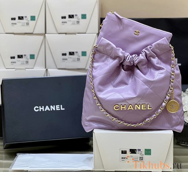 Chanel 22 Handbag Purple Bag 38x42x8cm - 1