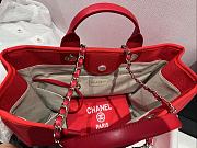 Chanel Shopping Tote Bag Canvas Red 38cm - 6