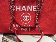 Chanel Shopping Tote Bag Canvas Red 38cm - 4