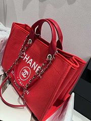 Chanel Shopping Tote Bag Canvas Red 38cm - 2