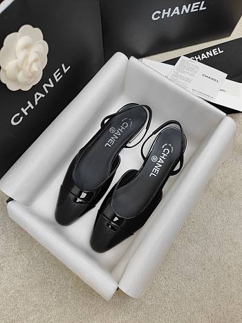 Chanel Slingback Black Patent Sandal