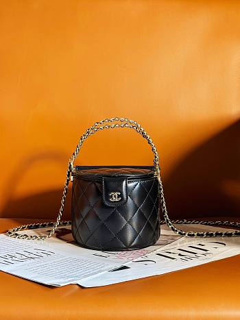 Chanel 23P Black Top Handle Bag 11x13x12cm