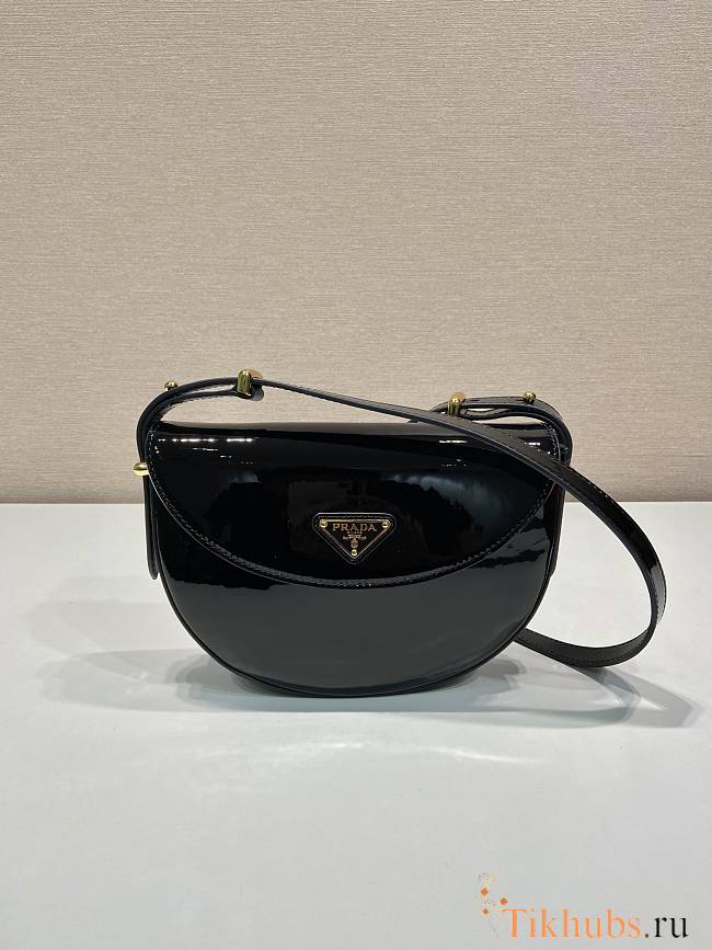 Prada Patent Shoulder Bag Black 23x12x6cm - 1