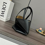 Loewe Mini Puzzle Fold Tote in Shiny Calfskin Black 20x16.5x9.5cm - 3