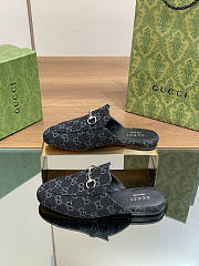 Gucci Princetown Horsebit Denim Black Slipper - 2