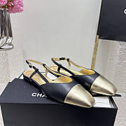 Chanel Slingback Black Gold Flat  - 1