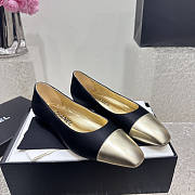 Chanel Ballerina Flat Gold Black  - 1