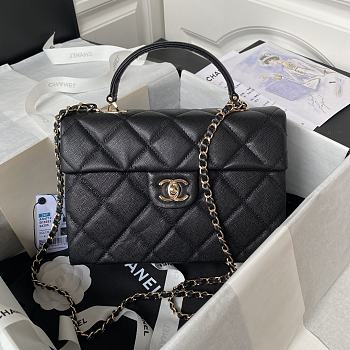 Chanel Box Bag Calfskin Gold Black 25x18x11.5cm