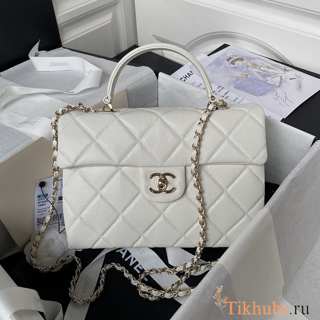 Chanel Box Bag Calfskin Gold White 25x18x11.5cm - 1