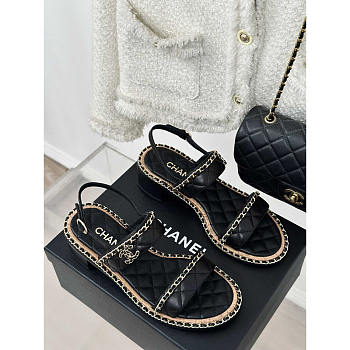 Chanel Lambskin Sandals Black