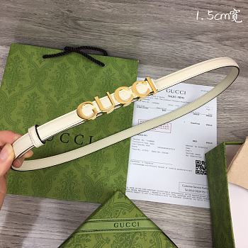 Gucci Gold White Belt 1.5cm