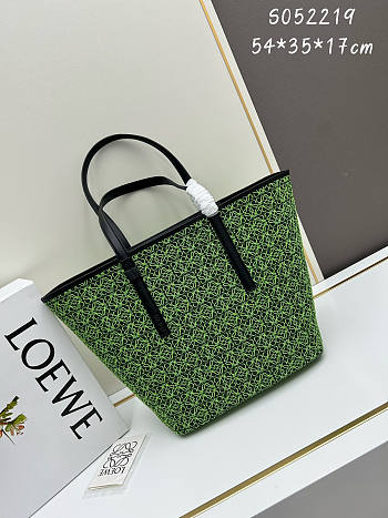 Loewe Leather Trimmed Tote Green Bag 54x35x17cm