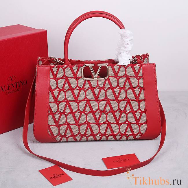 Valentino Garavani Medium Toile Handbag Red 35x22x16cm - 1