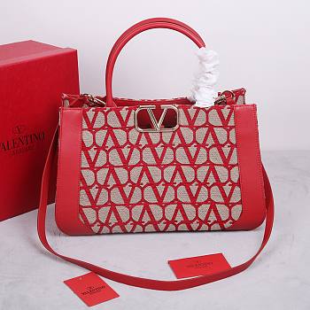 Valentino Garavani Medium Toile Handbag Red 35x22x16cm