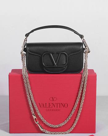 Valentino Garavani Locò Leather Black Bag 20x11x5cm