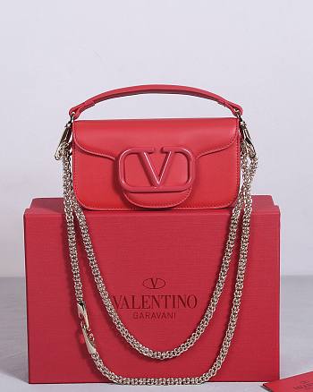 Valentino Garavani Locò Leather Red Bag 20x11x5cm