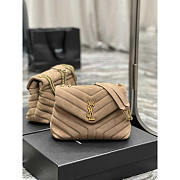 YSL Loulou Shoulder Bag Suede Beige Gold 25cm - 1