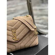 YSL Loulou Shoulder Bag Suede Beige Gold 25cm - 4