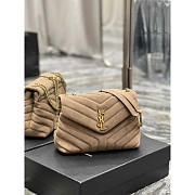 YSL Loulou Shoulder Bag Suede Beige Gold 25cm - 3