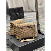 YSL Loulou Shoulder Bag Suede Beige Gold 25cm - 2