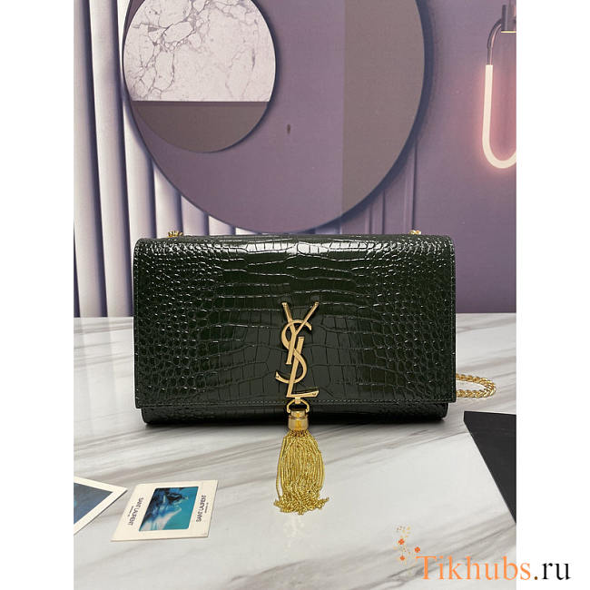 YSL Kate Crocodile Green Gold 24x14.5x5.5cm  - 1