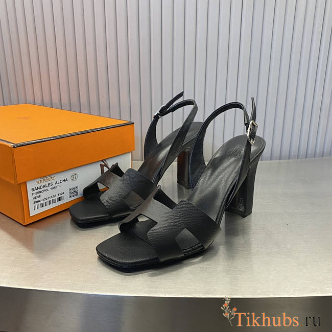 Hermes Black Sandal Heel 8cm - 1