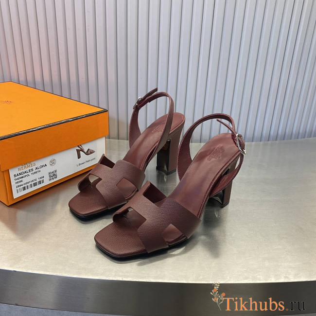 Hermes Wine Sandal Heel 8cm - 1