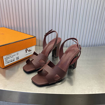 Hermes Wine Sandal Heel 8cm