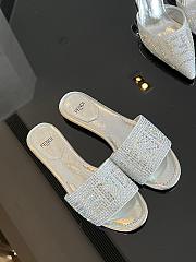 Fendi Silver Slides - 1