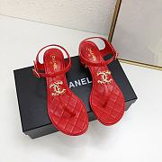 Chanel Red Lambskin Chain CC Logo Thong Sandals 5cm - 1