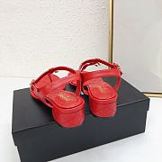 Chanel Red Lambskin Chain CC Logo Thong Sandals 5cm - 5